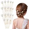 18Pcs Pearl Hair Pins Wedding Hair Accessories Different Size Hairs Clips U Shaped Pearl Bobby Pins for Brides Bridesmaids Women, Gold view 1