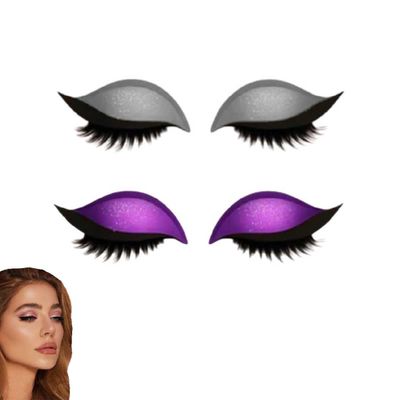Eye Shadow Eyelash Patch,3-in-1 Self-Adhesive Reusable Fast Eye Makeup Stickers with False Lashes,Shadow,Natural Waterproof Colorful Eyelid Line For All Eye Shapes,for Party,Prom (D)