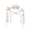 5 Pcs Flower Tassels Hairpin, Chinese Hair Pins Flower Pins for Hair, Chinese Hanfu Hairpin Rhinestone Pearl Clips Headpiece, Retro Hanfu Wedding Brides Updo Long Hair Accessories (Four Jade Leaves) view 1