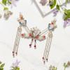 5 Pcs Flower Tassels Hairpin, Chinese Hair Pins Flower Pins for Hair, Chinese Hanfu Hairpin Rhinestone Pearl Clips Headpiece, Retro Hanfu Wedding Brides Updo Long Hair Accessories (Jingtai Blue) view 4
