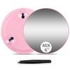 40X Magnifying Mirror with 3 Suction Cups, Magnified Makeup Mirror and Tweezers Set, Portable 6inch Travel Makeup Mirror with 40X Powerful+ Magnification for Makeup, Shaving, Blackhead Blemish Removal view 1