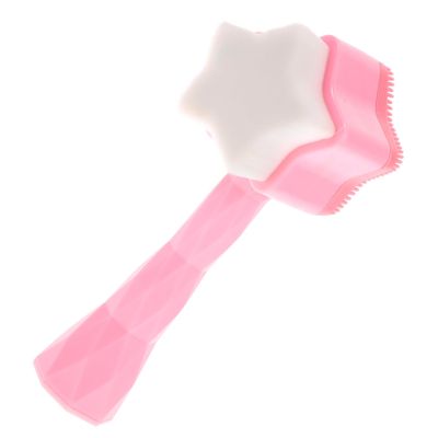 Beatifufu Portable Pink Silicone Facial Brush for Women Soft Skin Care Tool with Dual Sided Star Design Gentle Face Massage and Cleansing for All Skin Types Lightweight Home and Travel