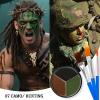 Black Brown Green Face & Body Paint - Blendable Facepaint Foundation with Sponge & Brush for Skin, Professional Halloween Face Make-up Kit for Camo Hunting Army Military Deer Camouflage Dirt Costume view 3