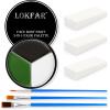 Black White Green Face & Body Paint - Blendable Facepaint Foundation with Sponge & Brush for Skin, Professional Halloween Face Make-up Kit for Grinch Shrek Alien Frankenstein Wicked Witch Costume view 1