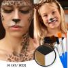 Black White Metallic Brown Face & Body Paint - Blendable Facepaint Foundation with Sponge & Brush for Skin, Professional Halloween Face Make-up Kit for Cat Deer Cheetah Leopard Tiger Lion Costume view 3