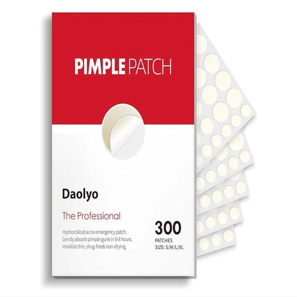 Acne Patches, 300 Count Hydrocolloid Pimple Patches, 4 Sizes, Drug-Free