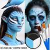 Black White Light Blue Face & Body Paint - Blendable Facepaint Foundation with Sponge & Brush for Skin, Professional Halloween Face Make-up Kit for Sally Face Avatar Smurf Corpse Bride Pale Costume view 3