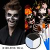 Black White Grey/Gray Face & Body Paint - Blendable Facepaint Foundation with Sponge & Brush for Skin, Professional Halloween Face Make-up Kit for Pale Zombie Skeleton Skull Mime Ghost Goth Costume view 3
