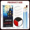 Black White Red Face & Body Paint - Blendable Facepaint Foundation with Sponge & Brush for Skin, Professional Halloween Face Make-up Kit for Zombie Clown Vampire Skeleton Skull Joker Costume view 2