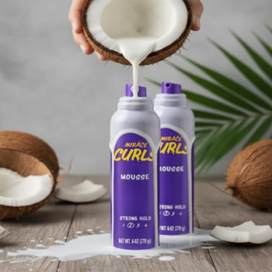 Miracle Curls Styling Mousse for Curly Hair, Unisex 6.0 fl oz (2 Pack)