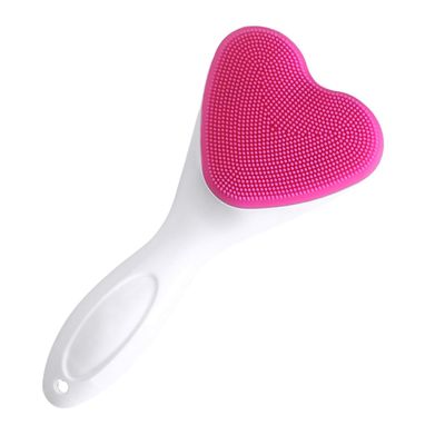 Baluue Silicone Face Washing Brush for Women Heart Shaped Manual Facial Cleansing Tool Soft Silicone Exfoliator Scrubber for Deep Skin Cleaning and Blackhead Removal Suitable for Skin