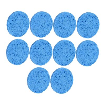 Vaguelly 10pcs Blue Makeup Removal Facial Sponge Natural Wood Pulp Compress Cosmetic Puff Gentle Cleaning for All Skin Types for Powder Cream Blush and Sunblock Removal