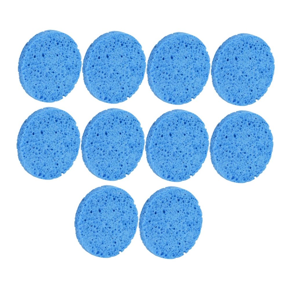 Vaguelly 10pcs Blue Makeup Removal Facial Sponge Natural Wood Pulp Compress Cosmetic Puff Gentle Cleaning for All Skin Types for Powder Cream Blush and Sunblock Removal