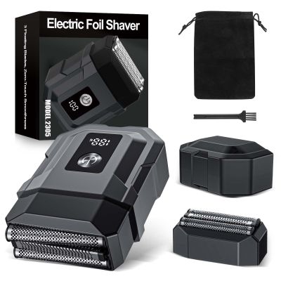 Electric Razor for Men - Foil Shaver for Smooth Shaving, Extra 1 Shaving Head Gift,3 Floating Blade, Supports Wireless and Wired, Mens Razors for Shaving,IPX 7 WaterproofLED Display,Travel Shaver