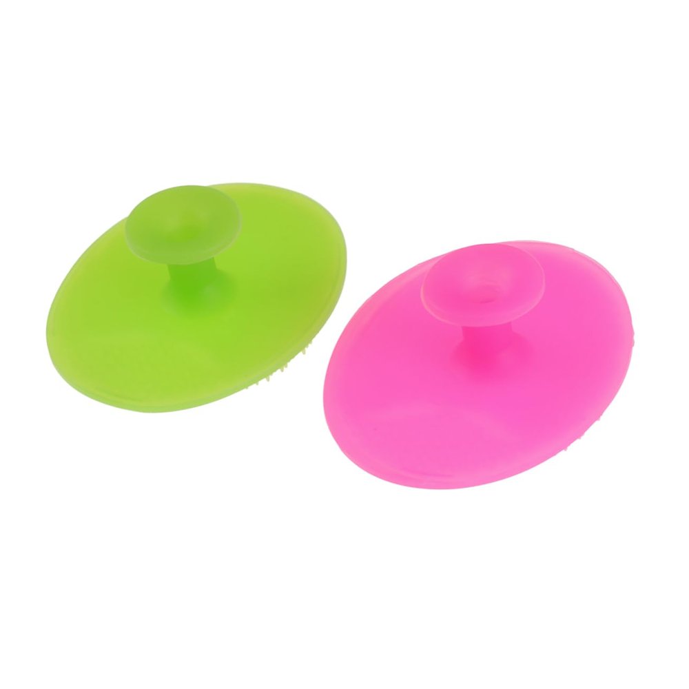 DECHOUS 2pcs Silicone Facial Scrubber Pads for Women Small Grass Green Rose Red Non Slip Handheld Face Massager Brush Mild Exfoliating Cleaning Pad for All Skin Types Including Boy Girl