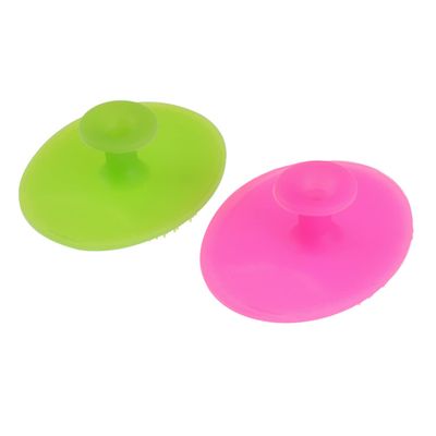 Beavorty 2pcs Silicone Face Brush Small Non Slip Handheld Facial Cleansing Pads for Women and Boy Girl Gentle Exfoliating Massager in Grass Green Rose Red