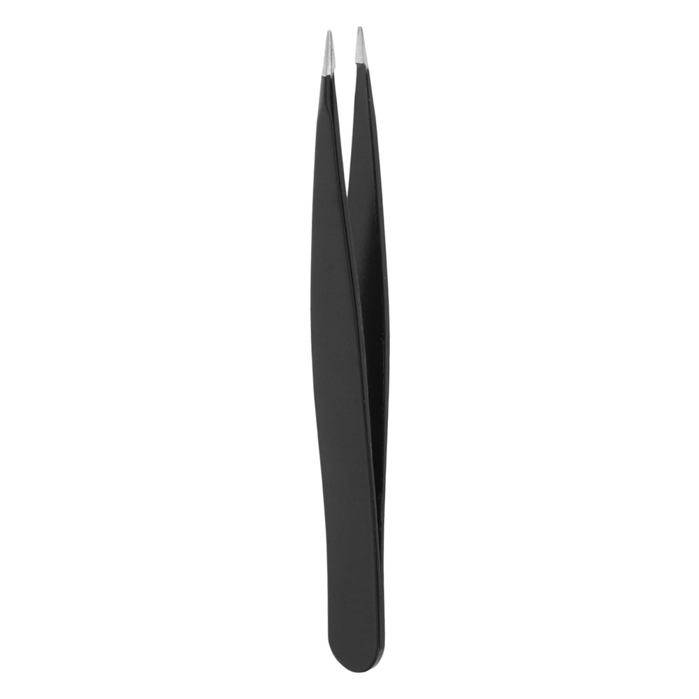 Baluue Precision Stainless Steel Eyebrow Tweezers Pointed Tip for Ingrown Hair and Facial Hair Removal Multifunctional Grooming Tool for Men and Women Durable Thick Black Professional