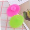BIUDECO 2pcs Silicone Face Brush with Non Slip Handle Mild Exfoliating Facial Scrubber Pads for All Skin Types Handheld Face Massager in Small Grass Green Rose Red view 4