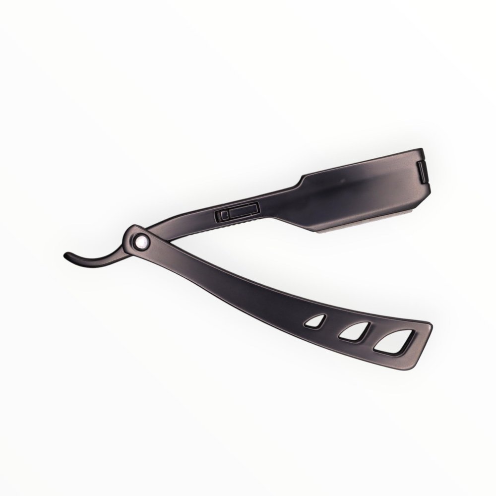 BOSS BERRY Luxury Black Satin Straight Edge Razor  Premium Barber-Style Shaving Tool for a Close, Smooth Shave
