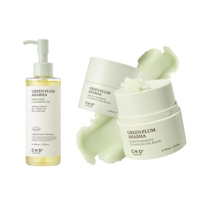 CKD Green Plum AHABHA Cleansing Duo  Pore Zero Cleansing Oil (7.03 fl oz) + Grinding Balm Cleanser (1.75 fl oz)  Makeup, Sebum & Blackhead Removal | 4-Acid Complex, Korean Skincare - All Skin Types