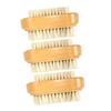 COOLHIYA 3Pcs Double Sided Nail Brushes with Natural Wooden Handle Sturdy Bristles for Manicure and Pedicure Nail Cleaning view 1