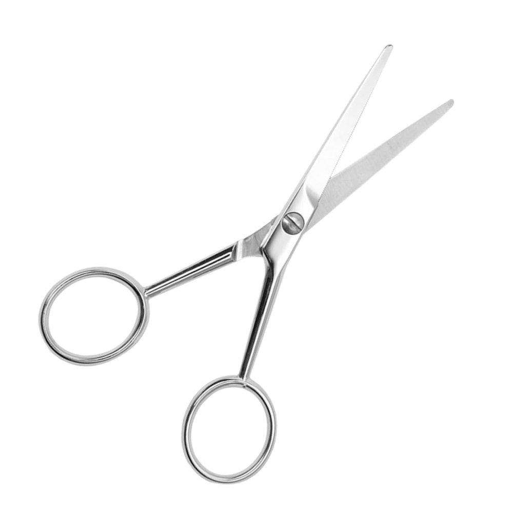 FOMIYES Stainless Steel Beard Grooming Scissors with Slip Handle Toothed Precision Trimmer for Mens Mustache and Brow Hair Durable Facial Hair Scissors for Accurate Beard Cleaning