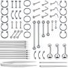 Body Septum Piercing Jewelry, 14G 16G Nose Tongue Lip Ear Eyebrow Belly Button Cartilage Tragus Industrial Barbell Helix Daith Body Jewelry with Piercing Needles (Silvery- 61 Piece Set) view 1
