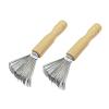 2Pcs Hair Brush Cleaner Tool with Ergonomic Wooden Handle and Metal Wire Rake for Pick Cleaning view 3