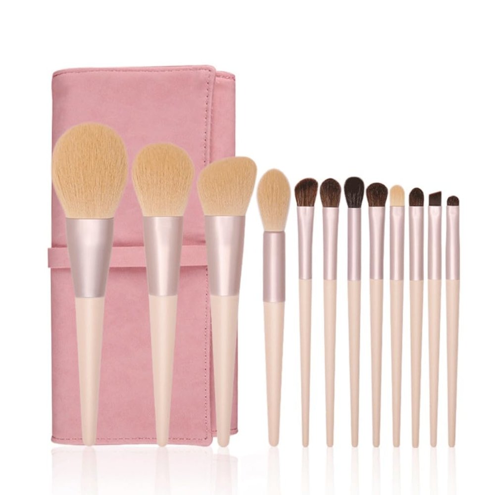 12 Pcs Makeup Brush Set Super Soft Animal Hair Powder Brush Horse Hair Eye Shadow Brush Makeup Tool