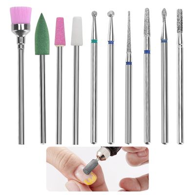 10Pcs Nail Drill Bits Set Compatible with Makartt, 3/32 inch Carbide Nail Drill Tips for Natural & Artificial Nails, Professional Manicure Pedicure Grinding Polishing Bits for Nail Drill Machine