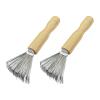 2Pcs Hair Brush Cleaner Tool with Ergonomic Wooden Handle and Metal Wire Rake for Pick Cleaning Detangling Combs Brushes view 1