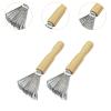 2Pcs Hair Brush Cleaner Tool with Ergonomic Wooden Handle and Metal Wire Rake for Pick Cleaning Detangling Combs Brushes view 2