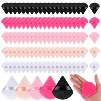 150Pcs Triangle Powder Puffs Soft Velour Makeup Puffs for Loose Powder Wet and Dry Use Cosmetic Foundation Tools (5 Colors)