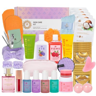 42 Pcs Christmas Gifts for Women, Super Fruit Bath and Body Gifts, Facial Skin Care Kit, Self-Care Gifts, Home Spa Set, Lip Gloss, Shower Gel, Face Sheet Mask, Serum, Birthday,Valentines, Present