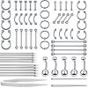 Body Septum Piercing Jewelry, 14G 16G Nose Tongue Lip Ear Eyebrow Belly Button Cartilage Tragus Industrial Barbell Helix Daith Body Jewelry with Piercing Needles (Silvery- 63 Piece Set) view 1
