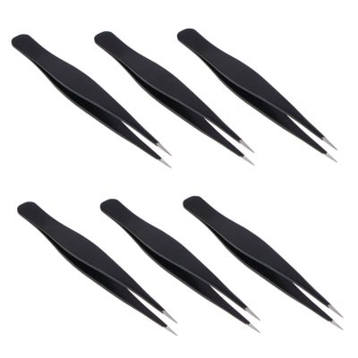 COOLHIYA 6pcs Stainless Steel Eyelash Grafting Tweezers Multifunctional Balanced Design for Precise False Eyelash Application and Eyebrow Grooming Durable Safe Material for Makeup Use