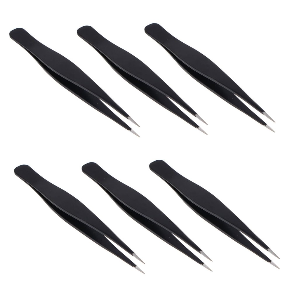 COOLHIYA 6pcs Stainless Steel Eyelash Grafting Tweezers Multifunctional Balanced Design for Precise False Eyelash Application and Eyebrow Grooming Durable Safe Material for Makeup Use