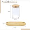 Kronabelle Swab Cotton Jars with Tray, Bathroom Apothecary Jars, Glass Set for Cotton Balls, Wooden Lids and Clear Cosmetic Cleaning Swabs Containers, Countertop Vanity view 2
