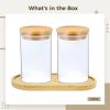 Kronabelle Swab Cotton Jars with Tray, Bathroom Apothecary Jars, Glass Set for Cotton Balls, Wooden Lids and Clear Cosmetic Cleaning Swabs Containers, Countertop Vanity view 3