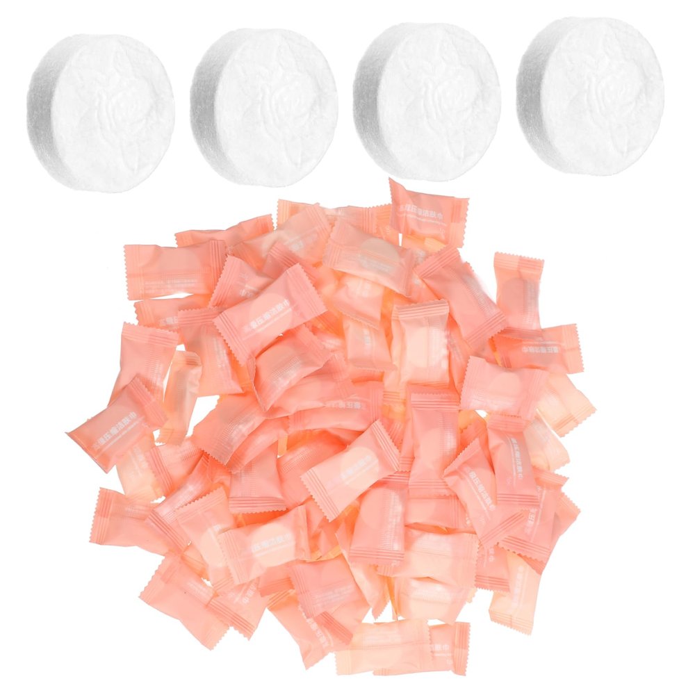 BUTIFULSIC 100pcs Disposable Compressed Cotton Towels Soft Facial Cleansing Cloths Individually Wrapped for Travel Camping Makeup Removal and Multipurpose Cleaning