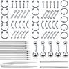 Body Septum Piercing Jewelry, 14G 16G Nose Tongue Lip Ear Eyebrow Belly Button Cartilage Tragus Industrial Barbell Helix Daith Body Jewelry with Piercing Needles (Silvery- 73 Piece Set) view 1