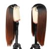 13x4 HD Synthetic Lace Front Wig Ombre Reddish Brown Wig with Black Root 26 Inch Long Straight Heat Resistant Fiber Pre-Plucked Glueless Wig with Baby Hair Beginner Friendly Synthetic Wig for Women view 1