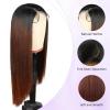 13x4 HD Synthetic Lace Front Wig Ombre Reddish Brown Wig with Black Root 26 Inch Long Straight Heat Resistant Fiber Pre-Plucked Glueless Wig with Baby Hair Beginner Friendly Synthetic Wig for Women view 4