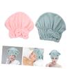 AUTSUPPL 2pcs Coral Fleece Hair Drying Caps Ultra Absorbent Soft Bath Towels with Bowknot Quick Dry Hair Wraps for Women to Reduce Breakage and Heat Damage for Home Gym Travel view 3
