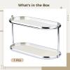 Acrylic Trays with Stainless Steel Frame, 2-Story Perfume Stand, Cosmetic Holder Shelf, Aroma Bottles, Skincare, Vanity Table Showcase for Restroom Dresser, 12.6 X 5.3 X 6.7 in view 3