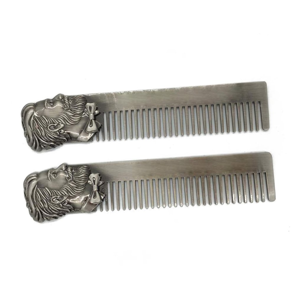 DECHOUS Vintage Stainless Steel Beard Comb for Men Static Rustproof Mini Mustache Pocket Comb Durable Fine and Wide Tooth Grooming Tool for Hair and Facial Hair Care