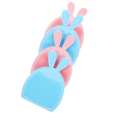 CALLARON 4pcs Cartoon Silicone Facial Cleansing Brush Ergonomic Rabbit Design Face Massager for Gentle Deep Cleaning Blackhead Removal Lightweight Portable Skincare Tool
