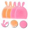 CALLARON 4pcs Cartoon Silicone Facial Cleansing Brush Ergonomic Rabbit Design Face Massager for Gentle Deep Cleaning Blackhead Removal Lightweight Portable Skincare Tool view 3