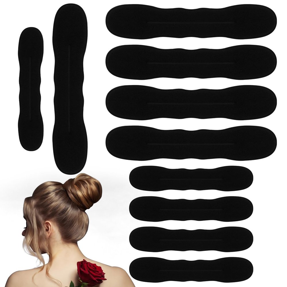 10 Pack Hair Bun Maker for Women - 5 Small & 5 Large Non-Slip Foam Sponge Bun Shapers for Easy Updos, Lazy Hair Curler Bun Clips, Reusable Magic Bun Curler for Long/Short/Thick/Thin Women Hair