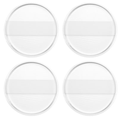 4Pcs Silicone Makeup Sponge, Clear Round Powder Puff Washable Makeup Applicator for Women Girls Non-Absorbent Cosmetic Beauty Sponge for Foundation, Concealer, Cream, Blush, Highlighter